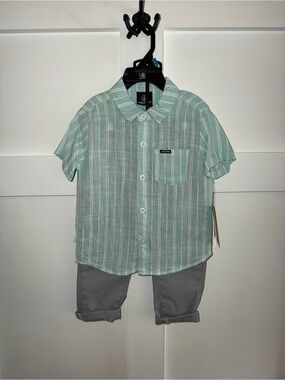 Volcom Striped Short-Sleeve Shirt and Pants Set